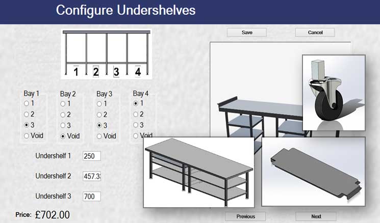 table configurator stainless steel furniture