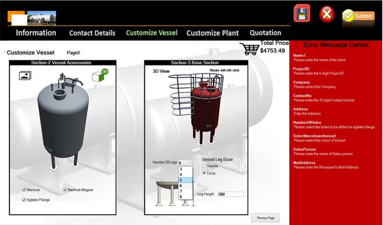 tank configurator pressure vessel