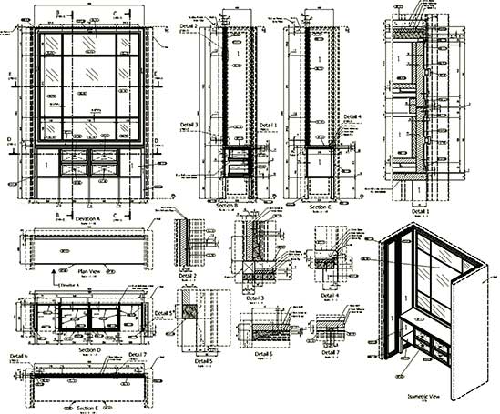 Cabinet CAD Drafting for Library unit