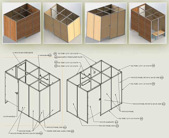 3D Models and Manufacturing Drawings for Retail Store Fitting Room