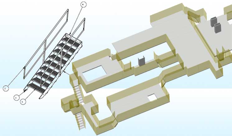 3D Modeling 2D Drawings Walkway Hoppers