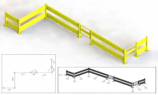 Gaurdrail 2D Drawings and 3D Model