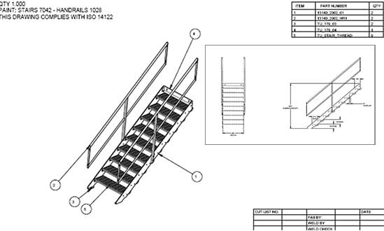 Staircase 2D Manufacturing Drawings