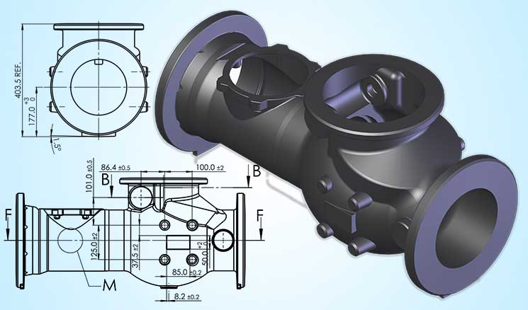 Detailed engineering casting component
