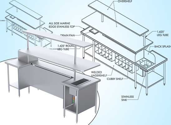 CAD Drawings for Restaurant Kitchen Furniture