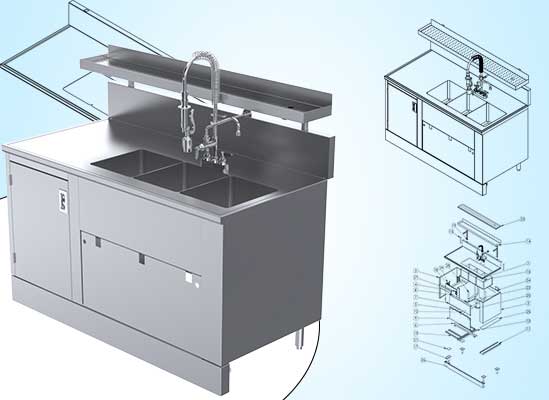 MillWork CAD Drawings for Restaurant Kitchen Sink