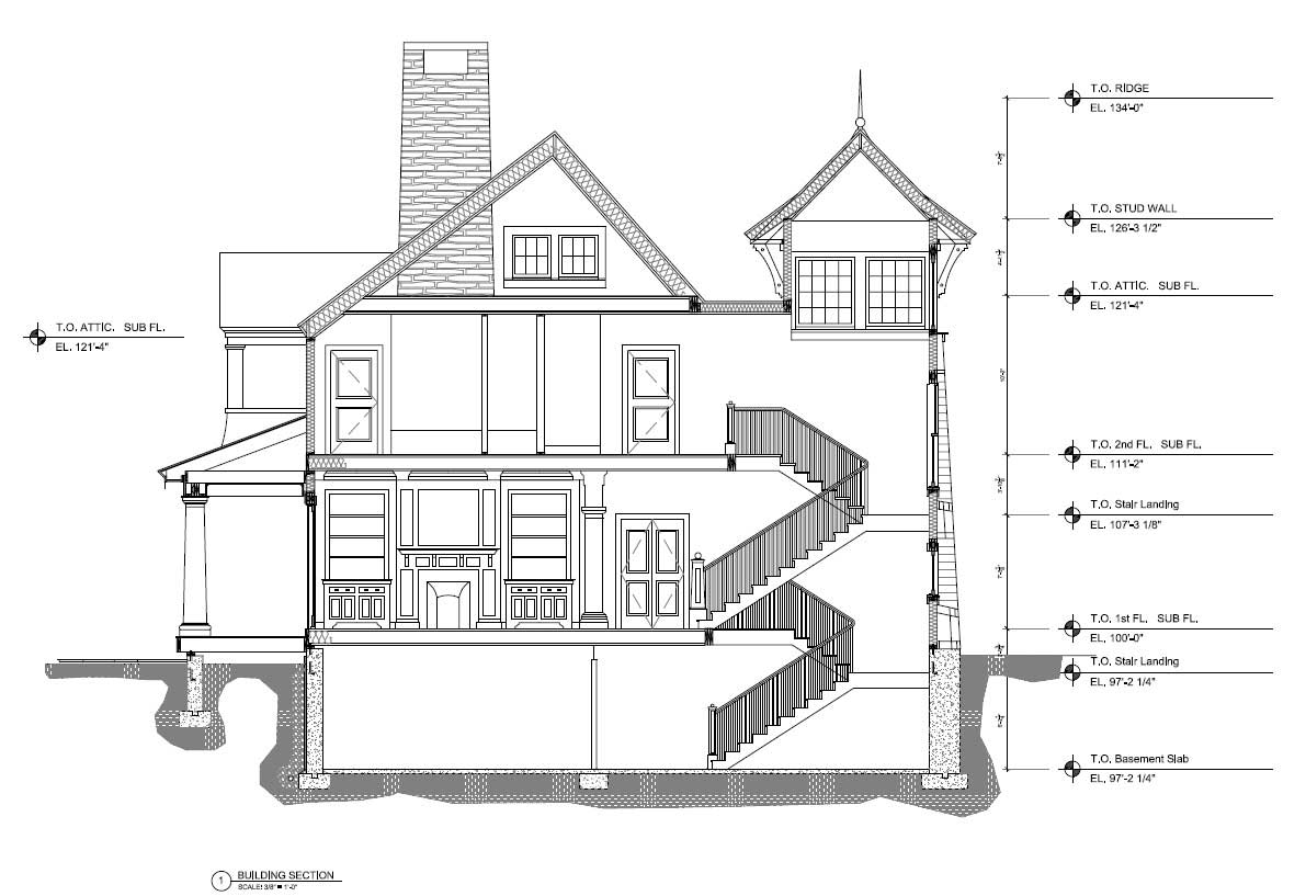 Architectural Building Section View in AutoCAD