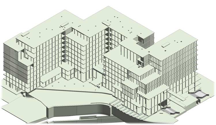 3D Structural Model of Multistory Mixed Use Building