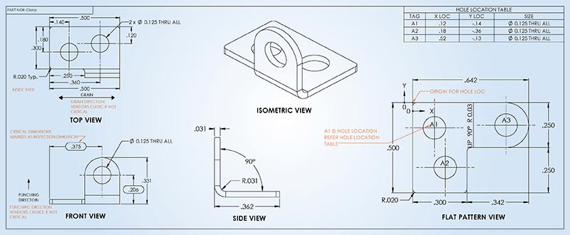 sheet metal part drawings