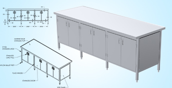 3D Models & 2D Drawings for Stainless-steel Furniture, USA