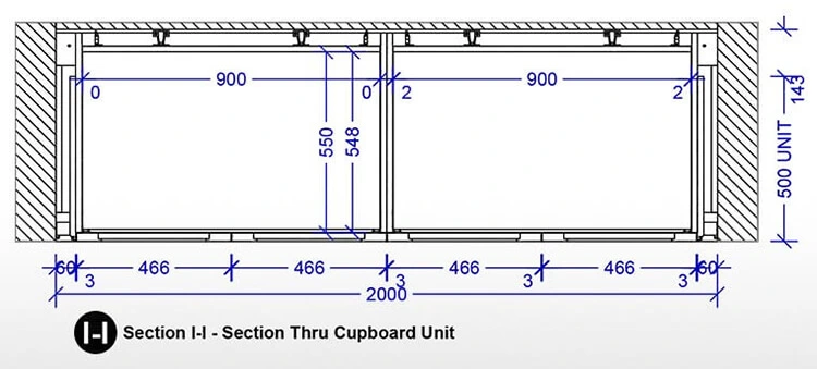 Sectional views cabinet drawings