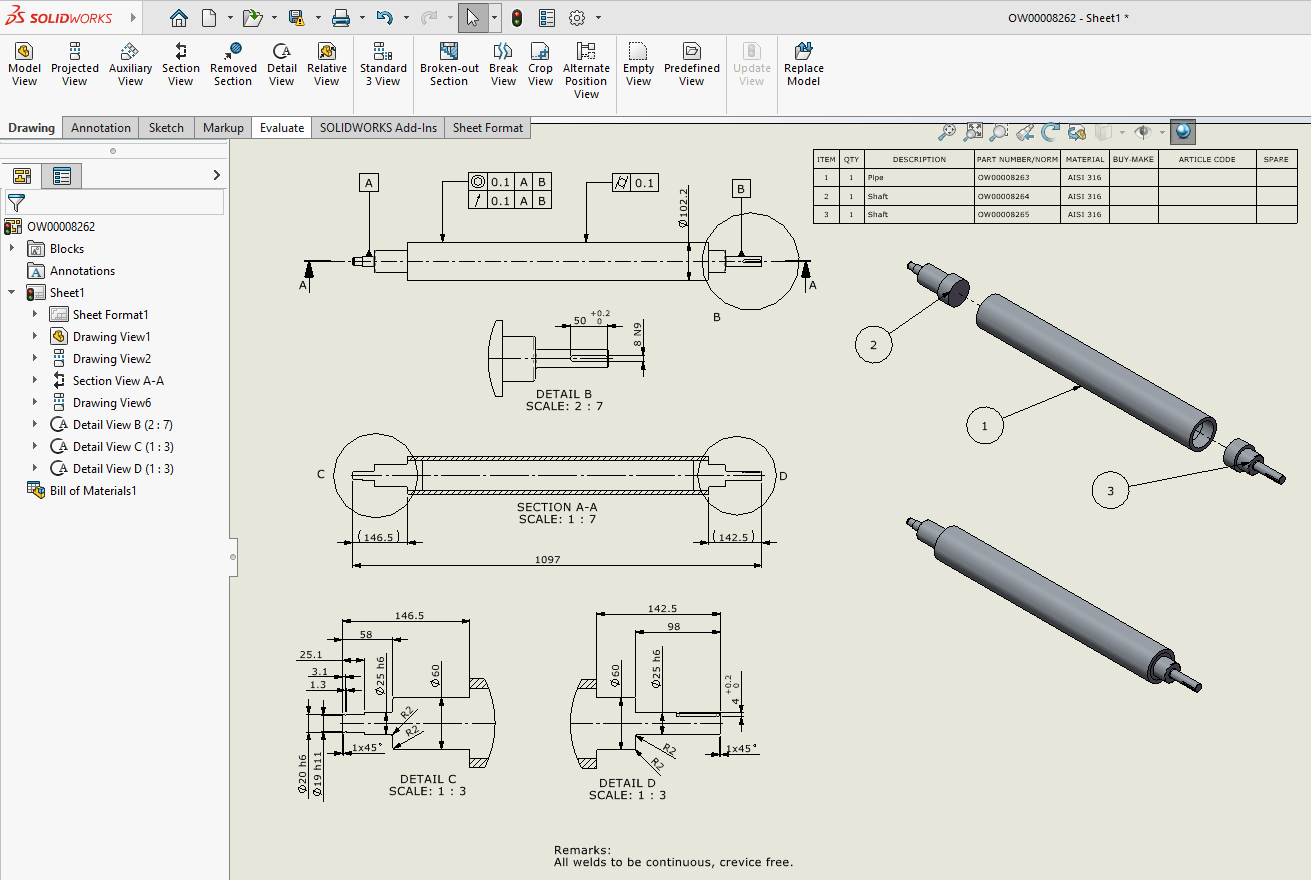 Detailed assembly drawings